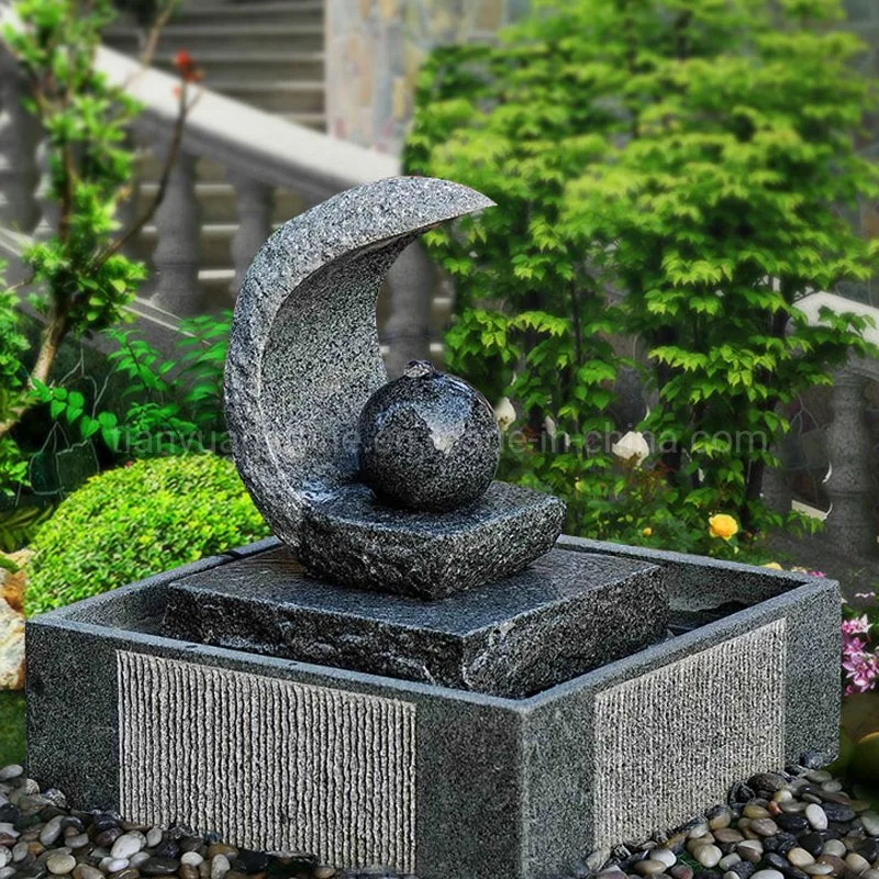 Hand Carved Stone Outdoor Floor Garden Water Granite Standing Fountain for Exterior Lawn Patio Art Decking