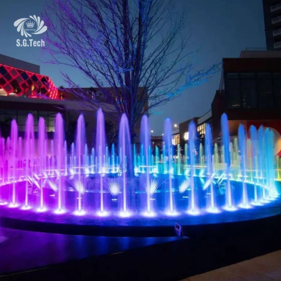 Hersteller liefert großen musikalischen Tanzbrunnen aus Edelstahl für den Außenbereich, bunter LED-Wasserbrunnen