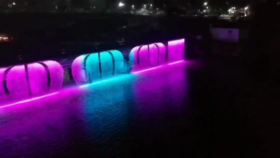 Freier Entwurfs-Edelstahl-im Freien magischer Musik-Brunnen-Brücke-digitaler Wasser-Vorhang