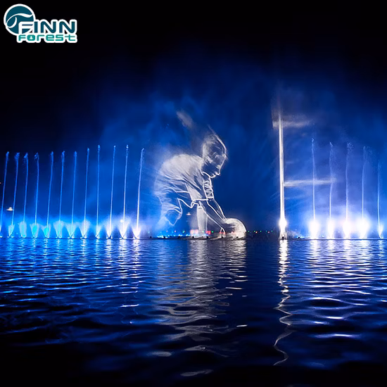 Großer schwimmender Seebrunnen mit Lasermusik