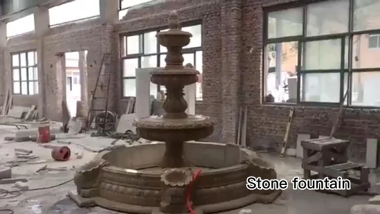 Aus Naturstein geschnitzte Wasserspiel-Brunnen-Skulptur für den Außenbereich, Steingarten-Wasserbrunnen